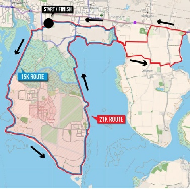 Thorney Island Half-Marathon route